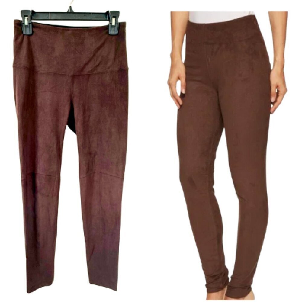 LYSSE Brown Faux Suede Leggings Top Size S